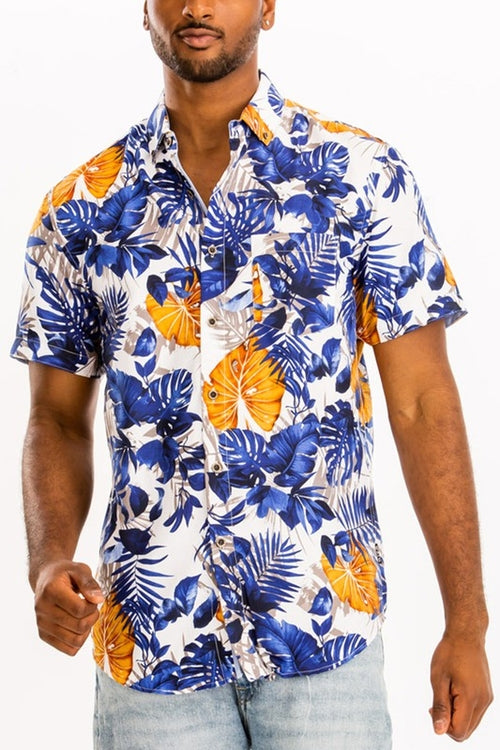 Hawaiian Print Button Down Shirt *