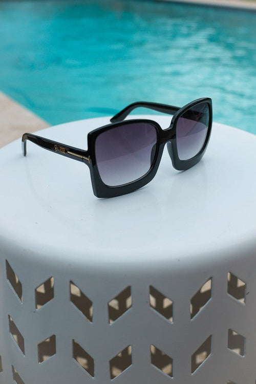 Black Gray Megan Oversized Gradient Sunglasses*