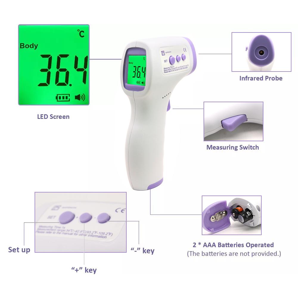LCD Screen Digital No-Contact Forehead Infrared Forehead Thermometer *