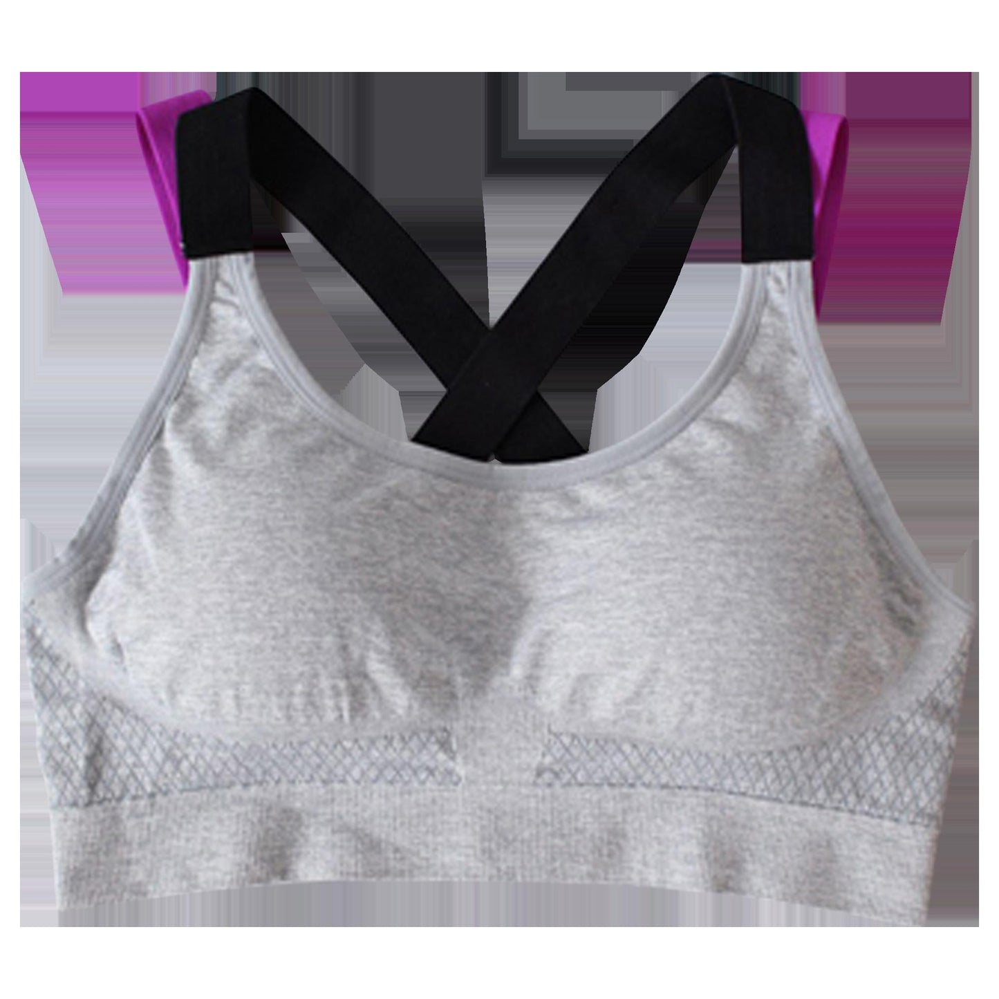 SOBEYO Sports Bra Padded Elastic Straps Cross Back Gray*