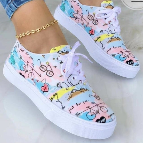 2022 Fashion Graffiti Women Sneakers Trainers Shoes *