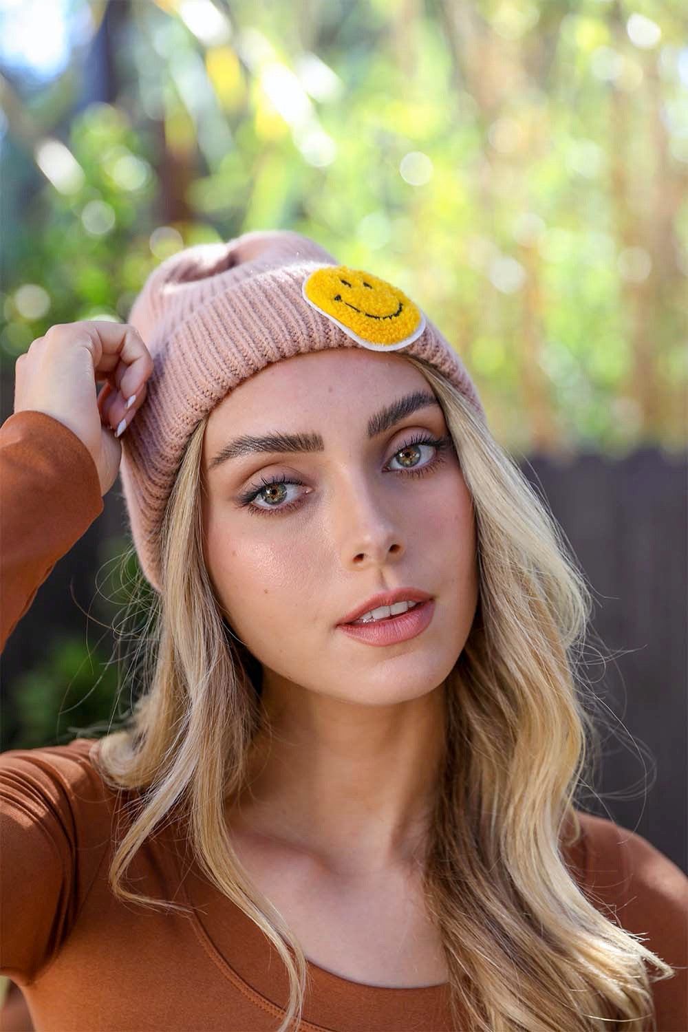 Smiley Face Ribbed Beanie π*