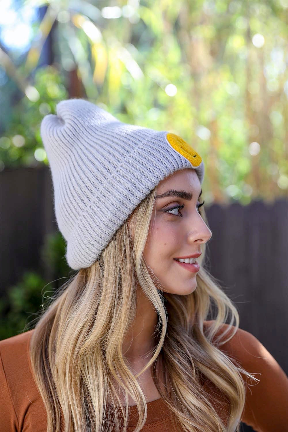 Smiley Face Ribbed Beanie π*