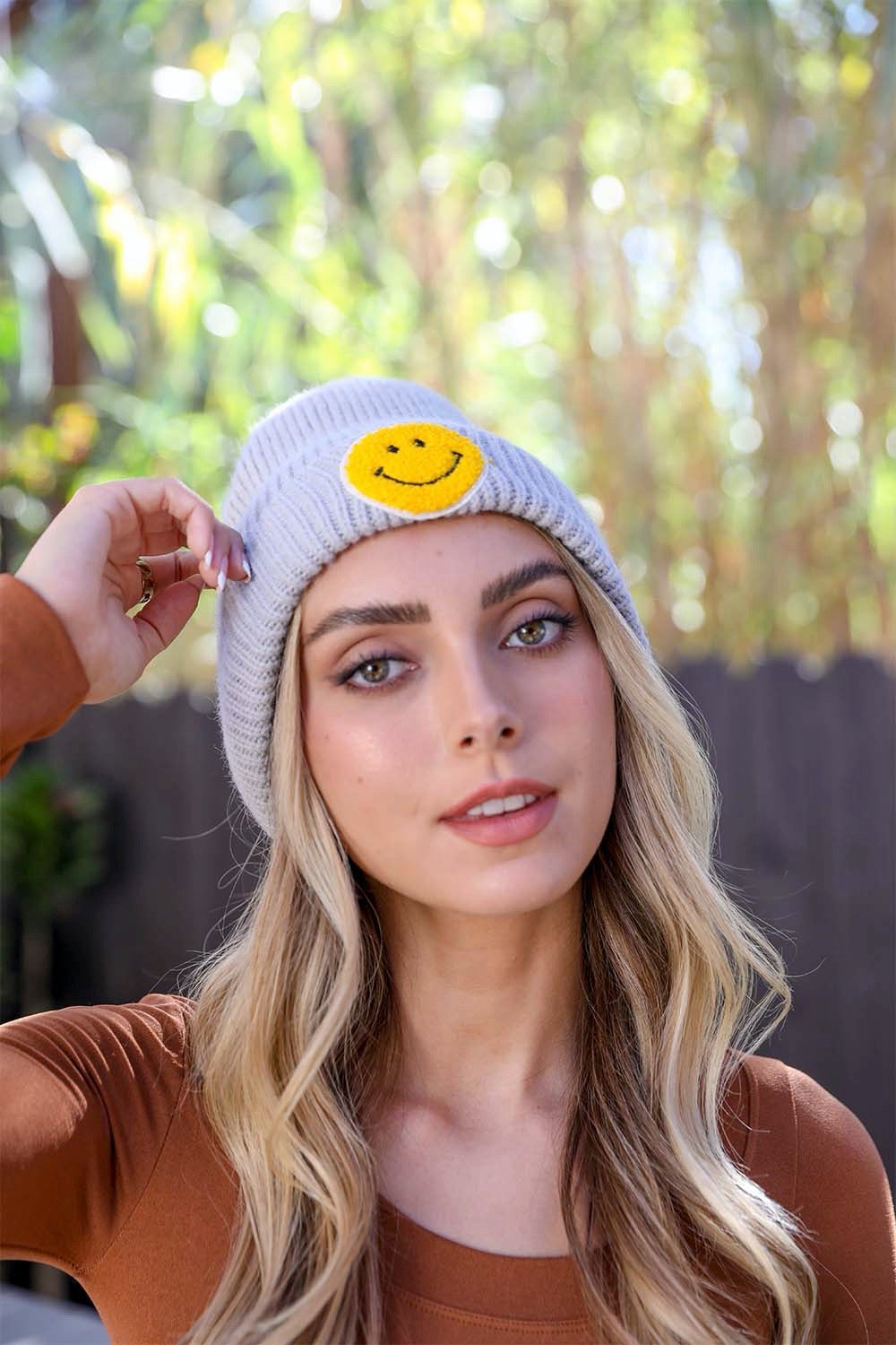 Smiley Face Ribbed Beanie π*
