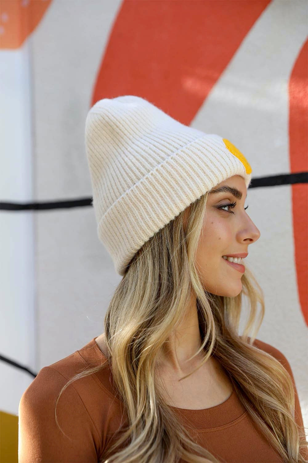 Smiley Face Ribbed Beanie π*