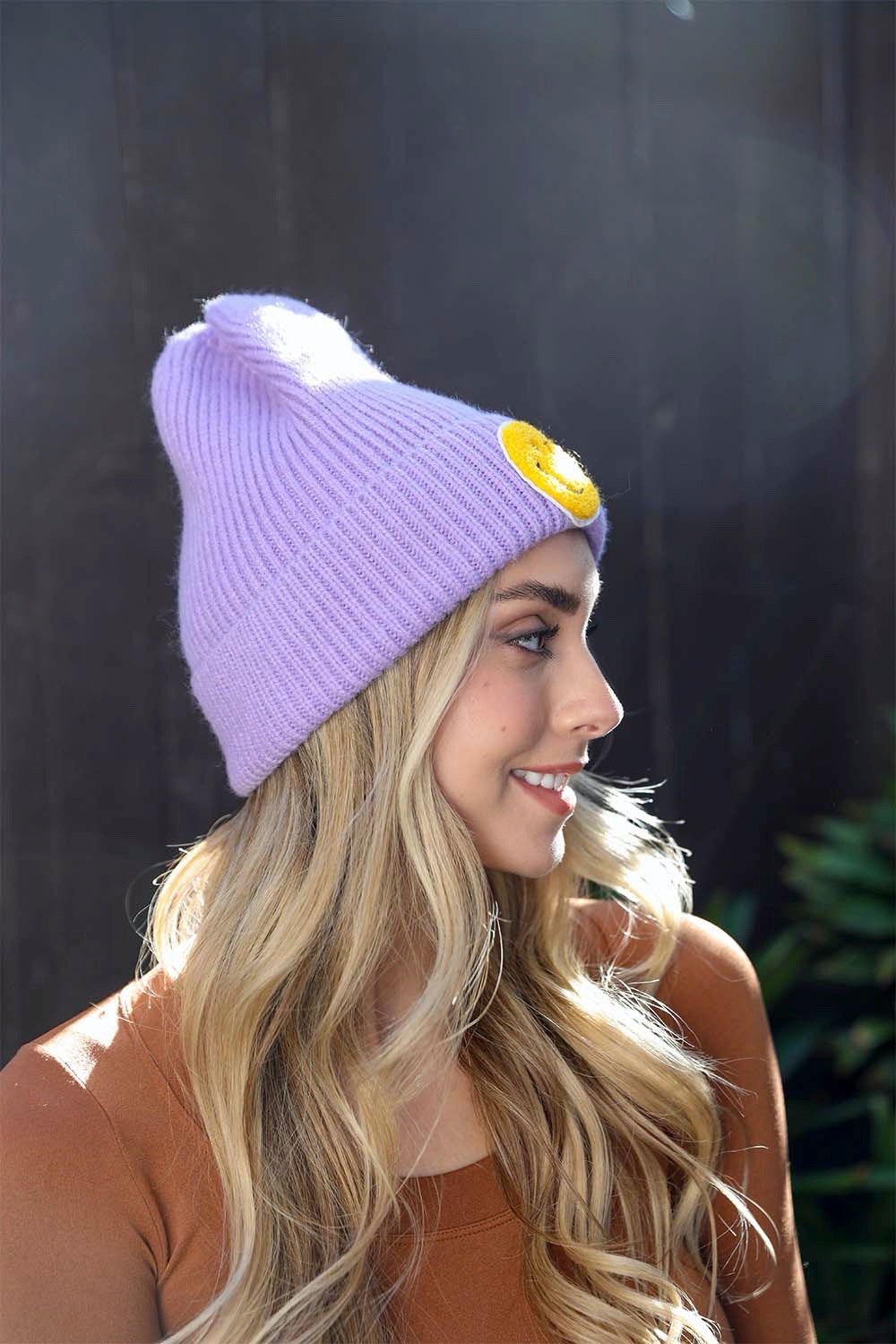 Smiley Face Ribbed Beanie π*