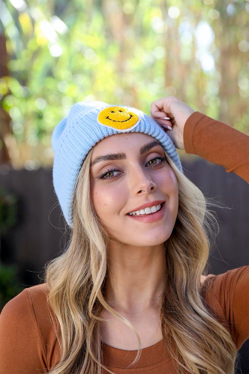 Smiley Face Ribbed Beanie π*
