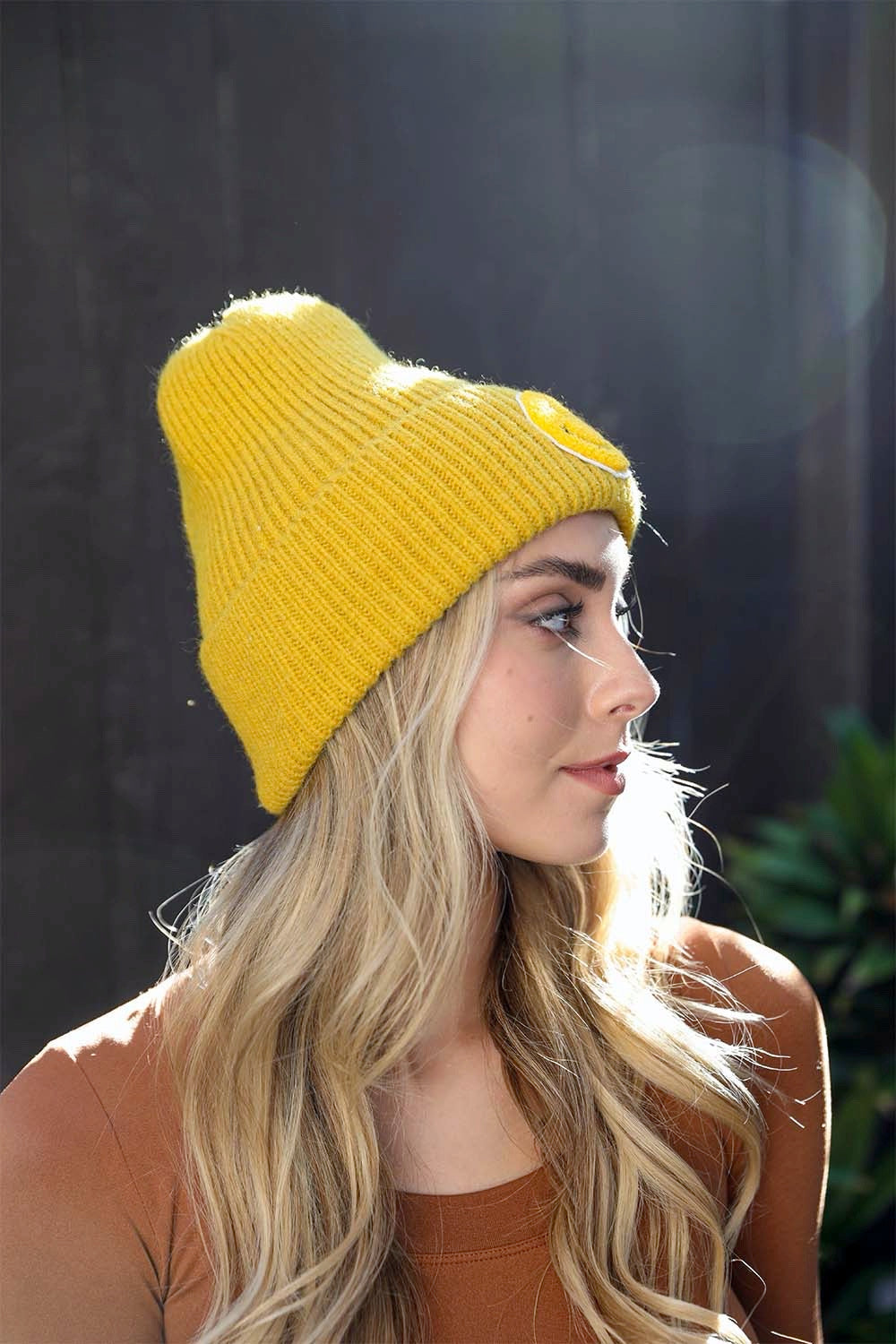 Smiley Face Ribbed Beanie π*