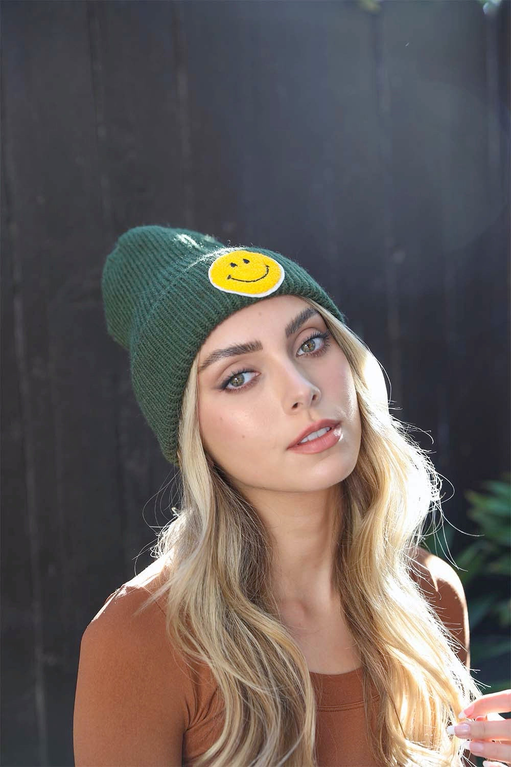 Smiley Face Ribbed Beanie π*