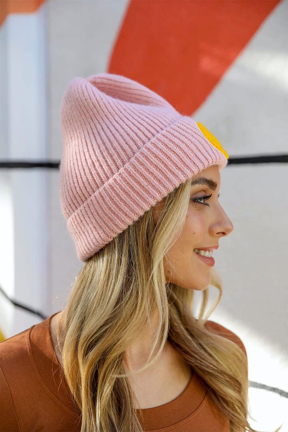 Smiley Face Ribbed Beanie π*