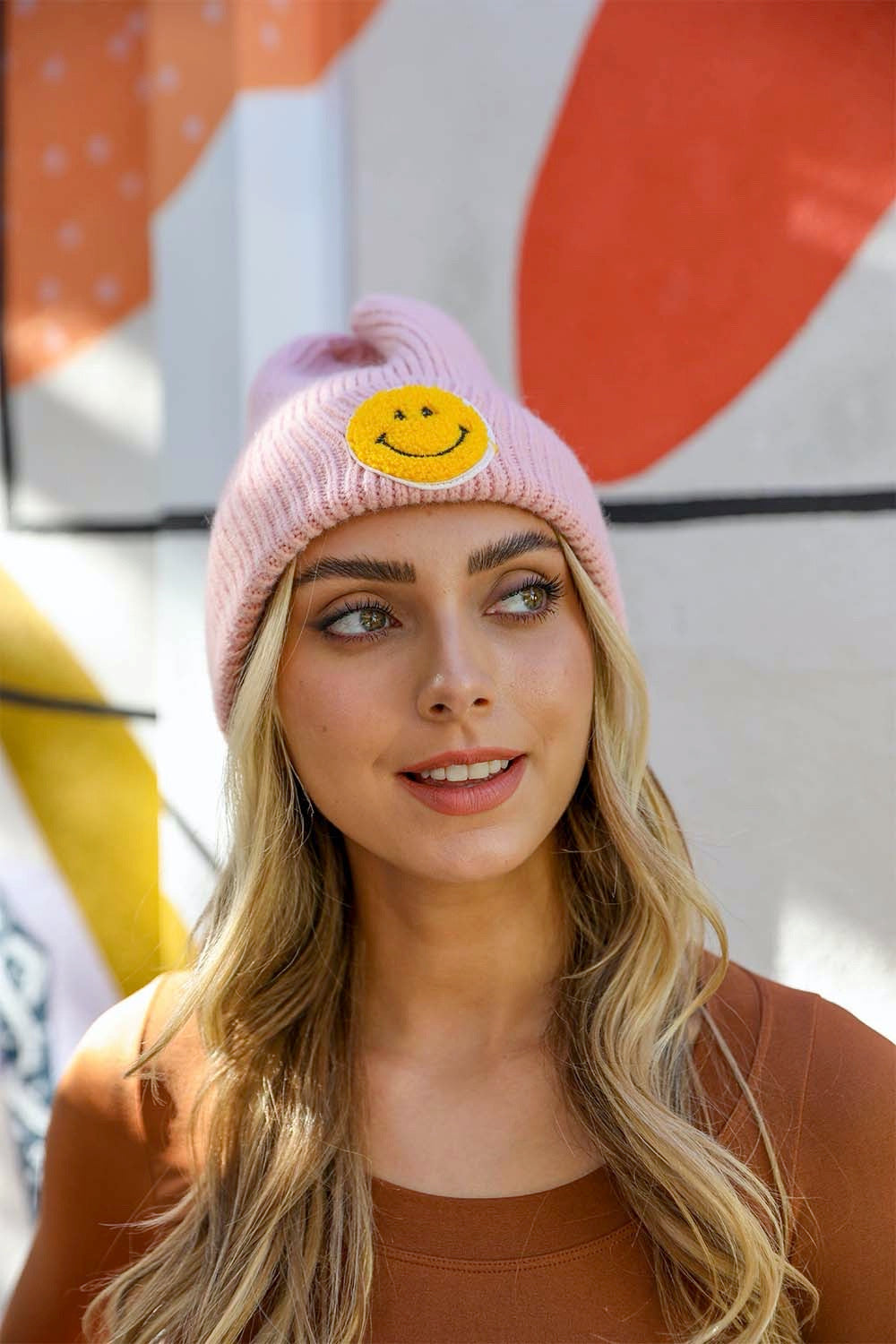 Smiley Face Ribbed Beanie π*