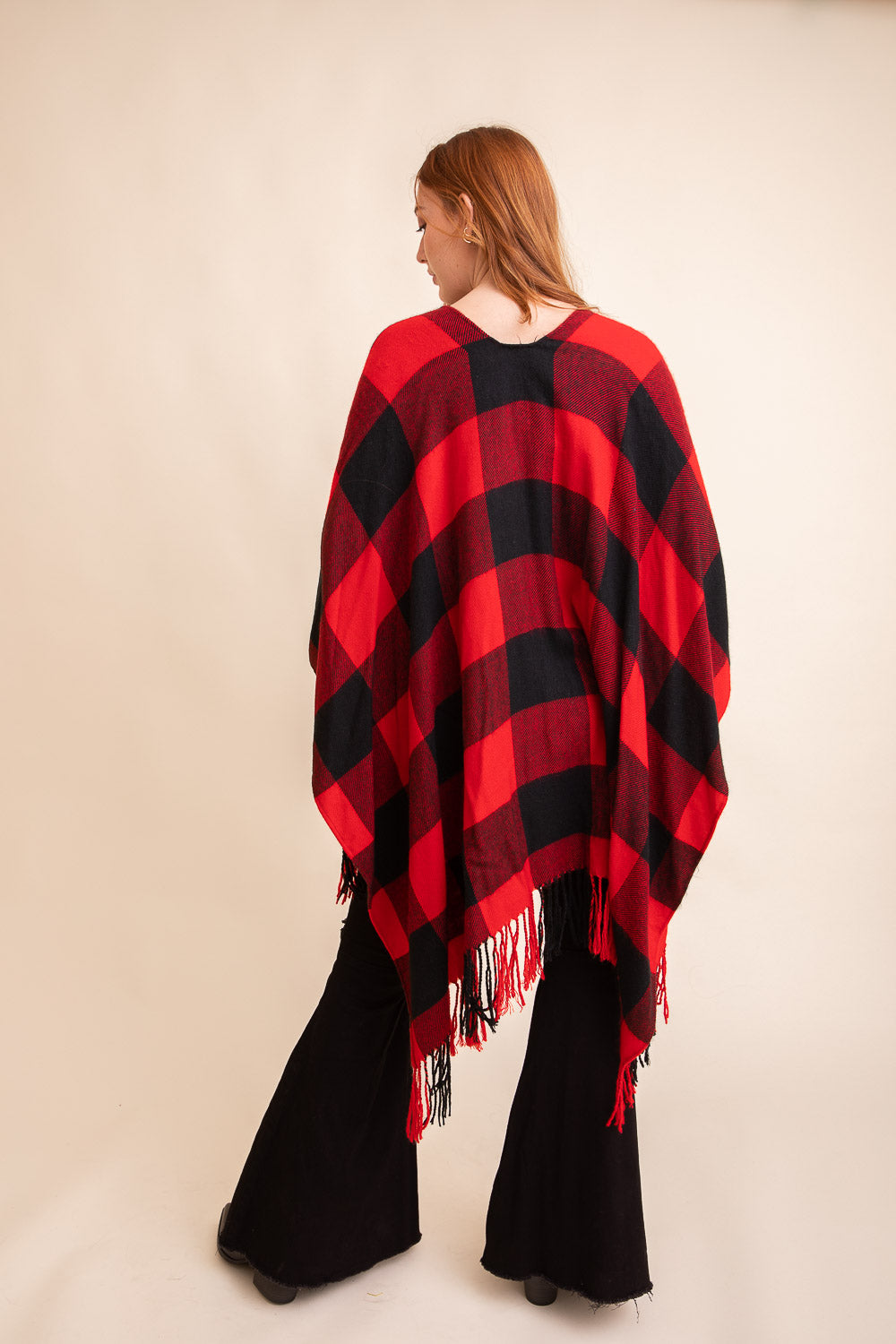 Classic Buffalo Check Tassel Ruana *