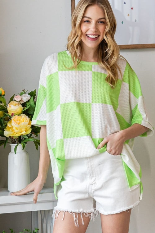 HOPELY Checkered Waffle Oversized T-Shirt*