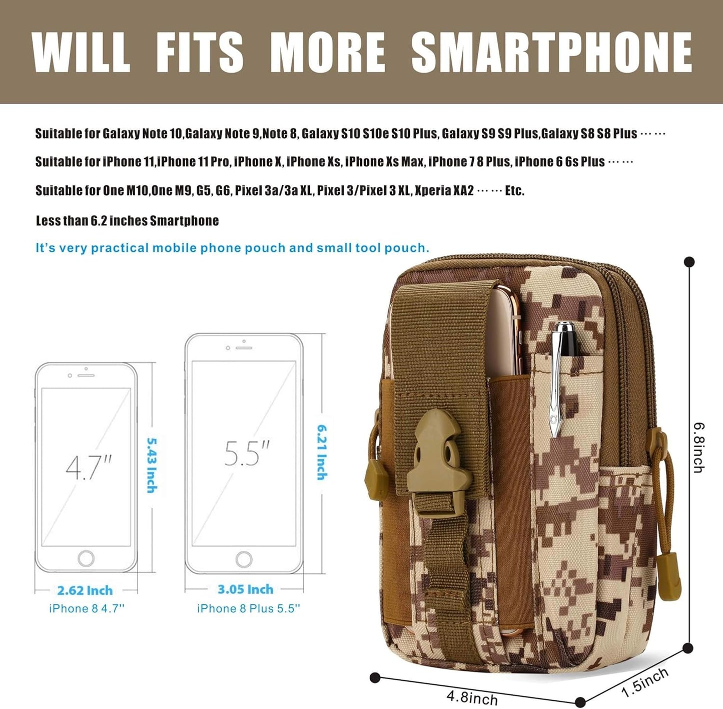 JupiterGear Tactical MOLLE Military Pouch Waist Bag for Hiking,*