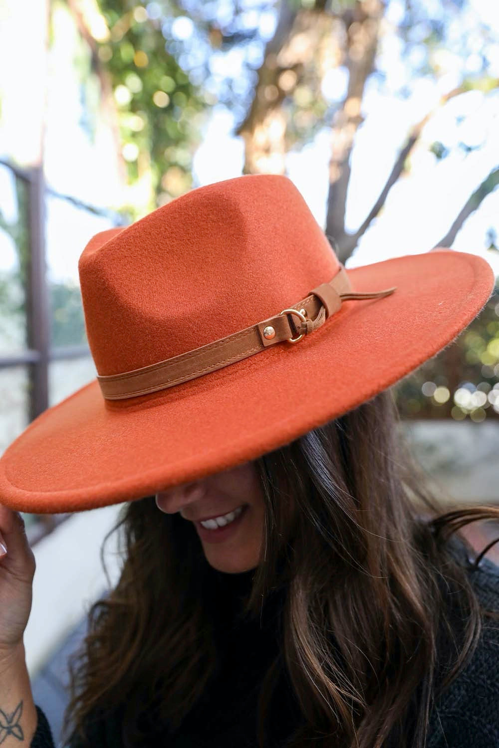 Flat Brim Buckle Hat*