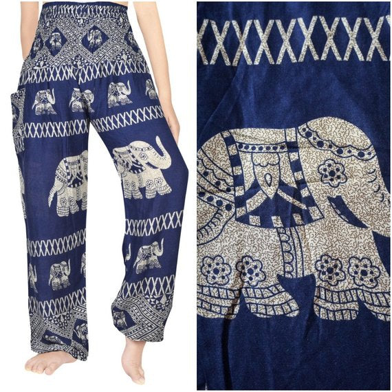 Blue ELEPHANT Pants Women Boho Pants Hippie Pants Yoga *