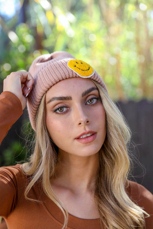 Smiley Face Ribbed Beanie π*