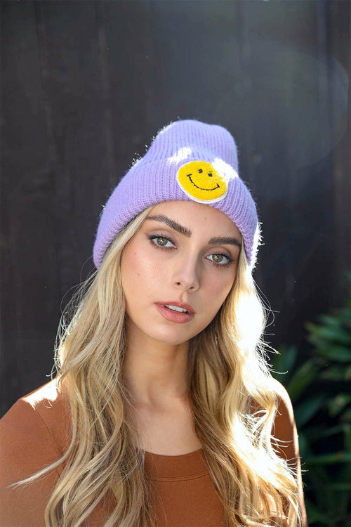 Smiley Face Ribbed Beanie π*