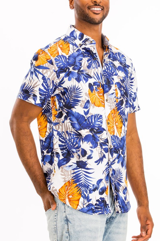 Hawaiian Print Button Down Shirt *