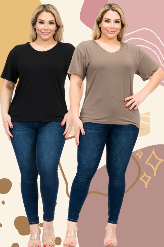 Plus Size Basic Short Sleeve T-shirt*
