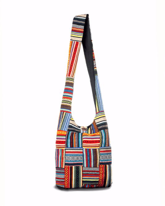 Kathmandu Collection Patchwork Striped Hobo Bag *