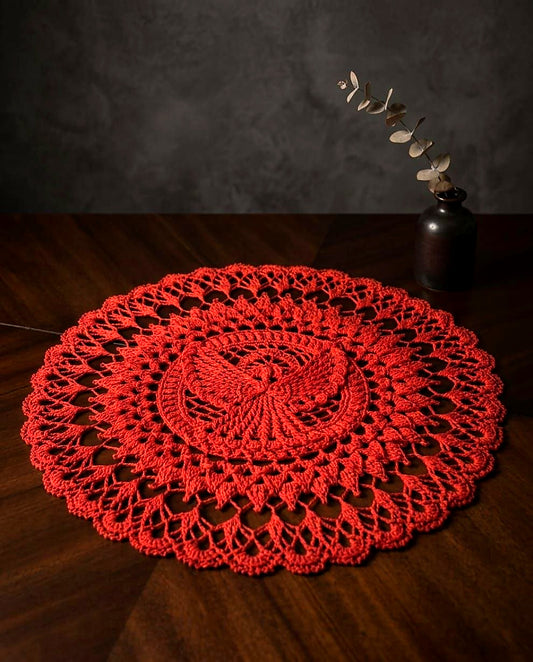 Doily de Crochet Rojo - 18 pulgadas