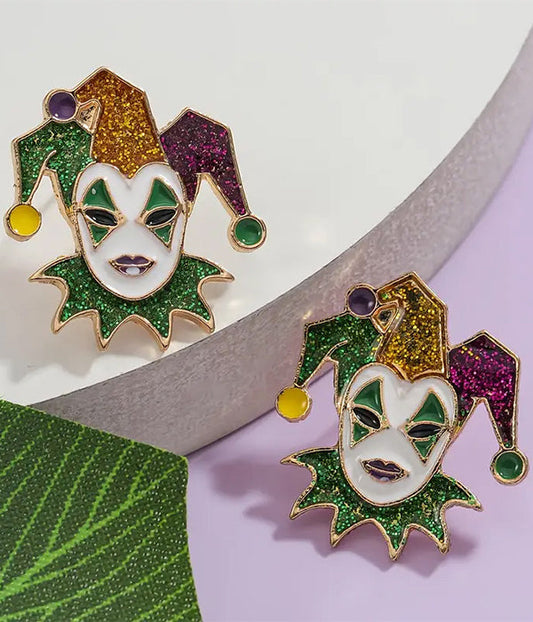 MARDI GRAS THEME EARRING - MASK*
